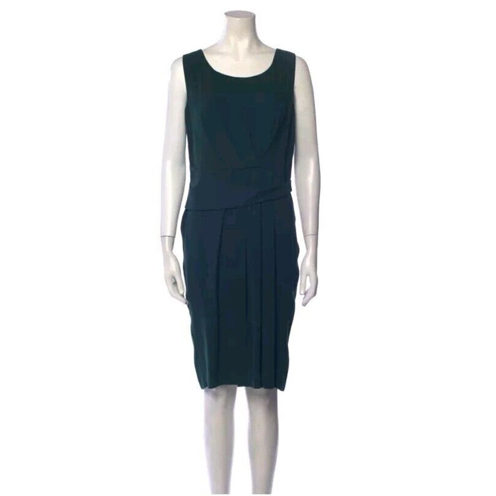 Gerald Darel Plated Sleeveles Evning Dark Green Dress Size 40 FRN‎ 8 US Zipper